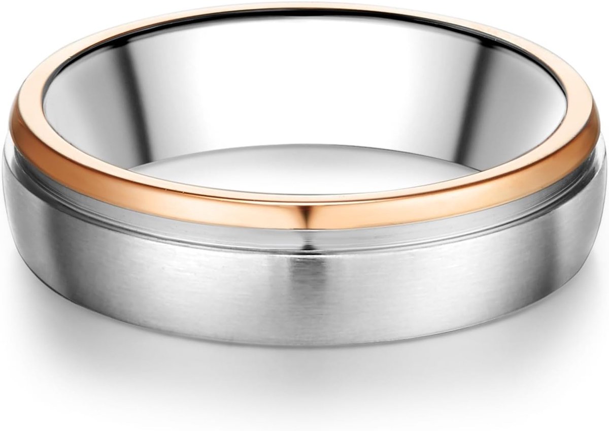 Ringen roestvrij staal tweekleurig zilver roségoud verguld - partnerRingen roestvrij Herenring Dames Ring Vriendschapsringen
