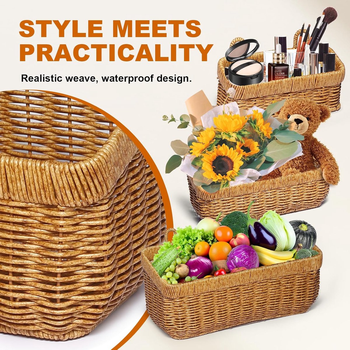 Produce Mand, Rieten Stijl Opknoping Manden