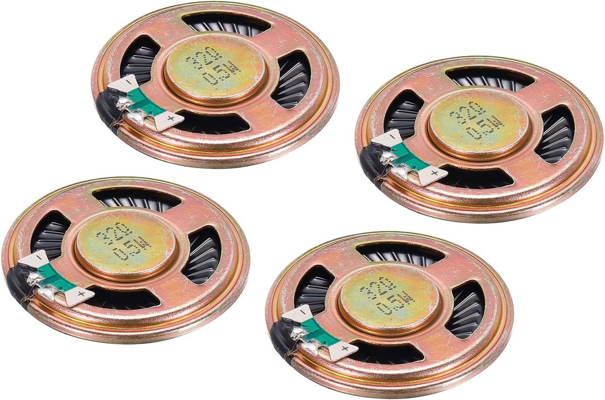 32 ohm 0,5 W ronde magnetische luidspreker x 4 stuks metalen behuizing voor audiovisuele apparaten [metaal, kunststof]