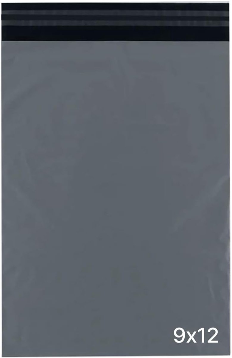 Delka Postzakken, duurzame grijze polymailerzakken, scheurbestendige verzendenveloppen voor kleding, documenten, sterke zelfklevende lijm, waterdicht en lichtgewicht (9 x 12, 50 PK)