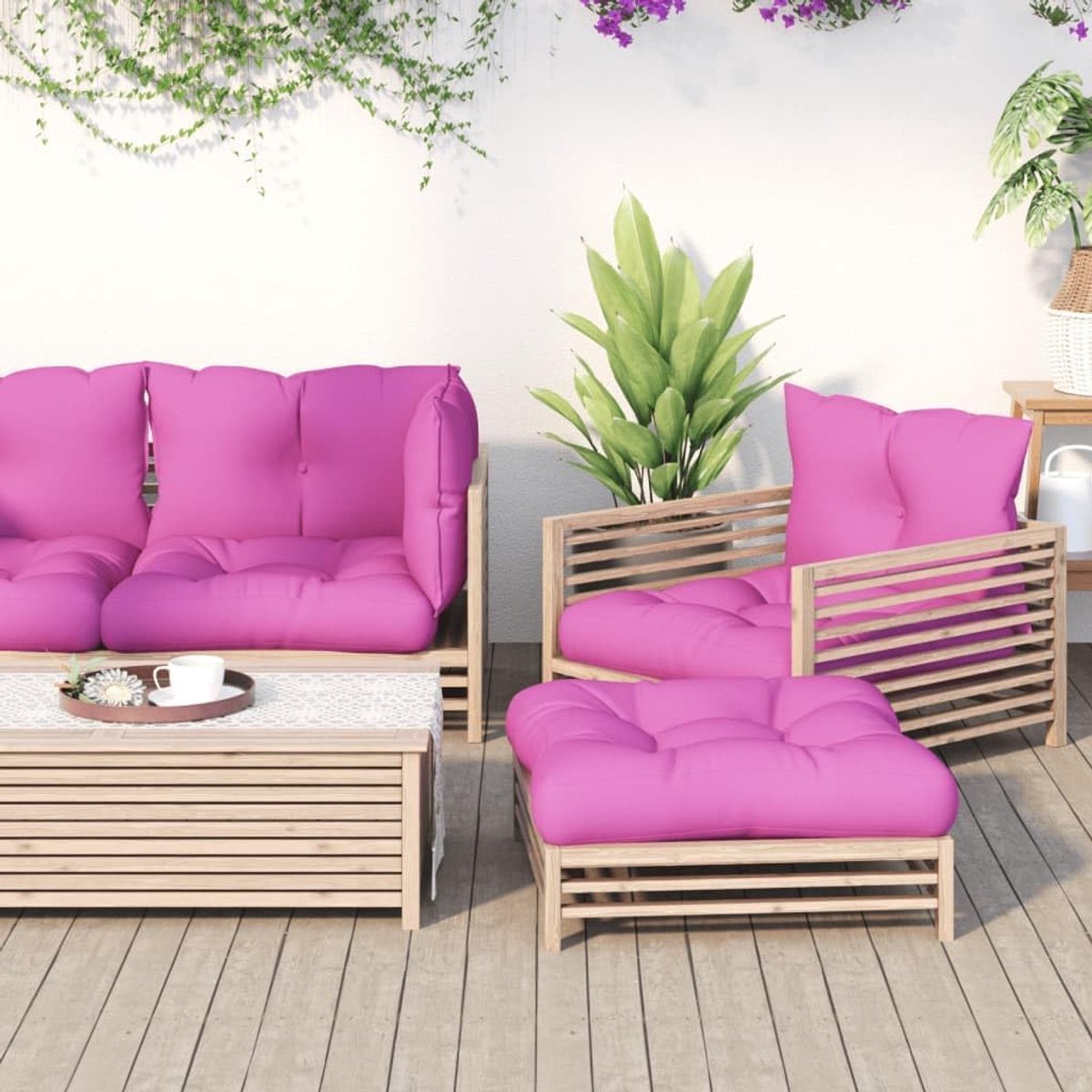 Palletkussen, 2 stuks, palletbekleding, palletbank, zitkussen, bekleding, roze Oxford-stof