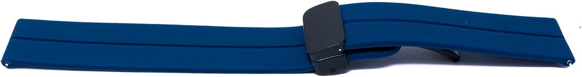 Armband 20 mm van siliconen met klapsluiting voor smartwatch in donkerblauw, donkerblauw, Eine Grösse