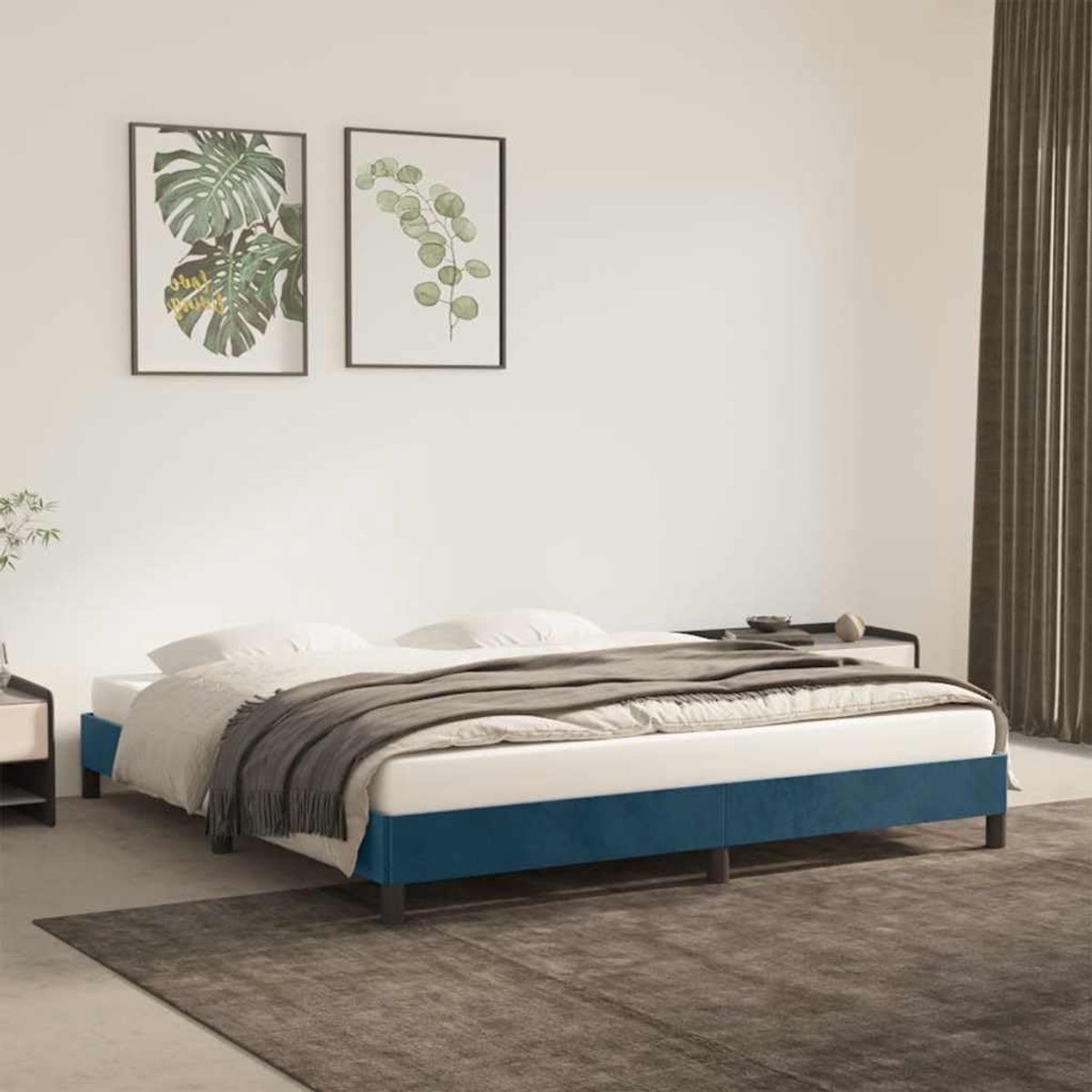 Bedframe Stevige Poten Multiplex Lattenbodem 160x200 Donkerblauw