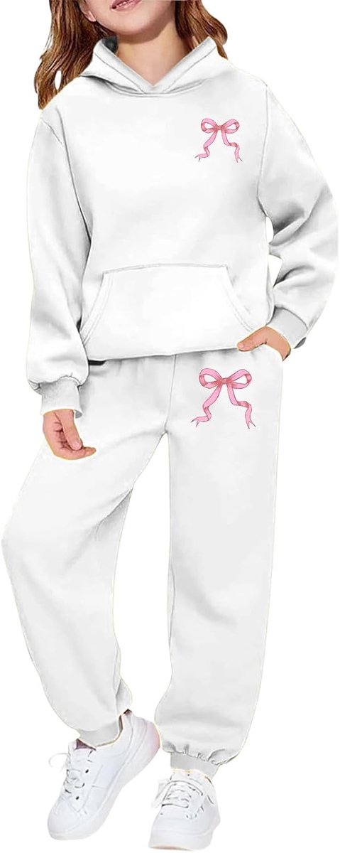 Casual tweedelige set voor meisjes, hoodie en broek met letterprint, modieus en comfortabel, ideaal voor dagelijks gebruik, zachte mix.