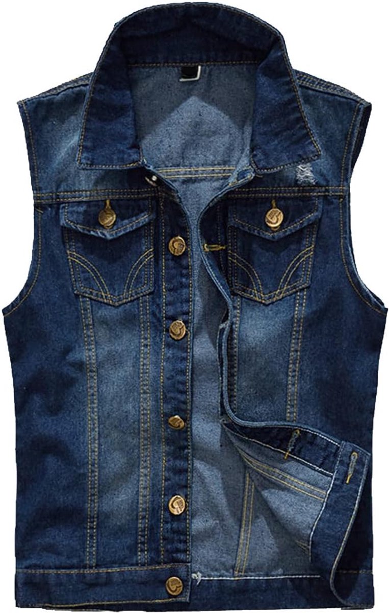 jeans mannenvest met revers