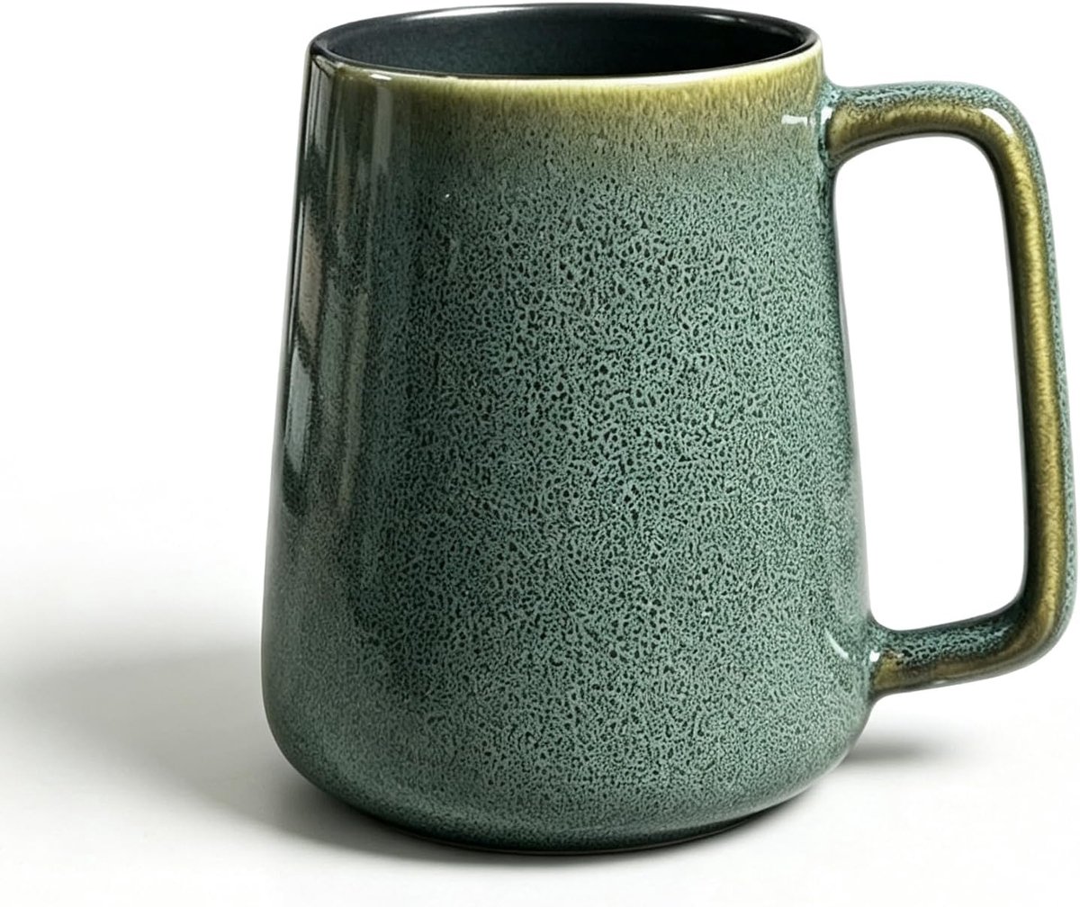 Keramische koffiekopjes: 700 ml keramische conische Qingdai Europese stijl grote keramische koffiemokken, koffiekopjes set, voor dagelijks gebruik en thee, cappuccino, latte, warme