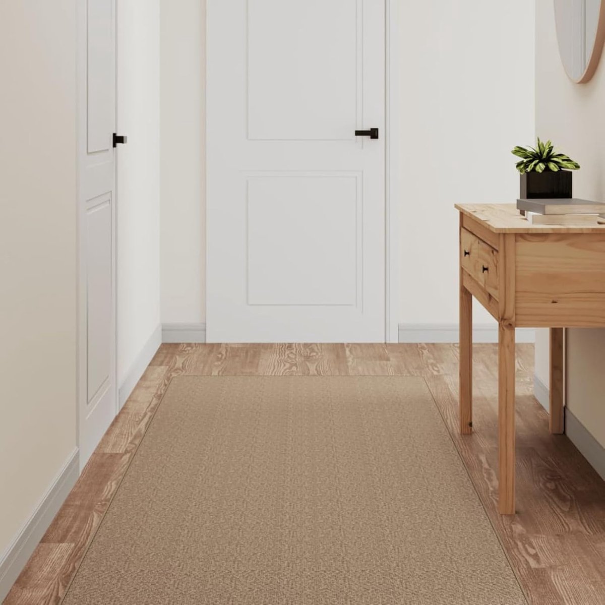 Tapijtloper sisal-look, zandkleuren, 80 x 250 cm, antislip, absorberend en machinewasbaar, voor hal, keuken, woonkamer en eetkamer