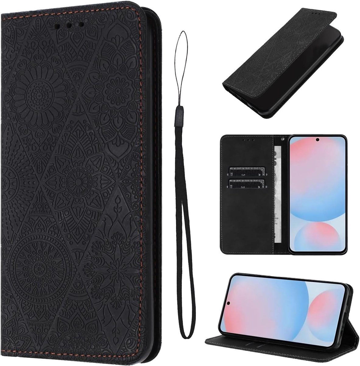 Hoesje voor Samsung Galaxy A56 5g 6,64 inch, magnetische telefoonhoes Samsung A56, hoes met standfunctie, zwart