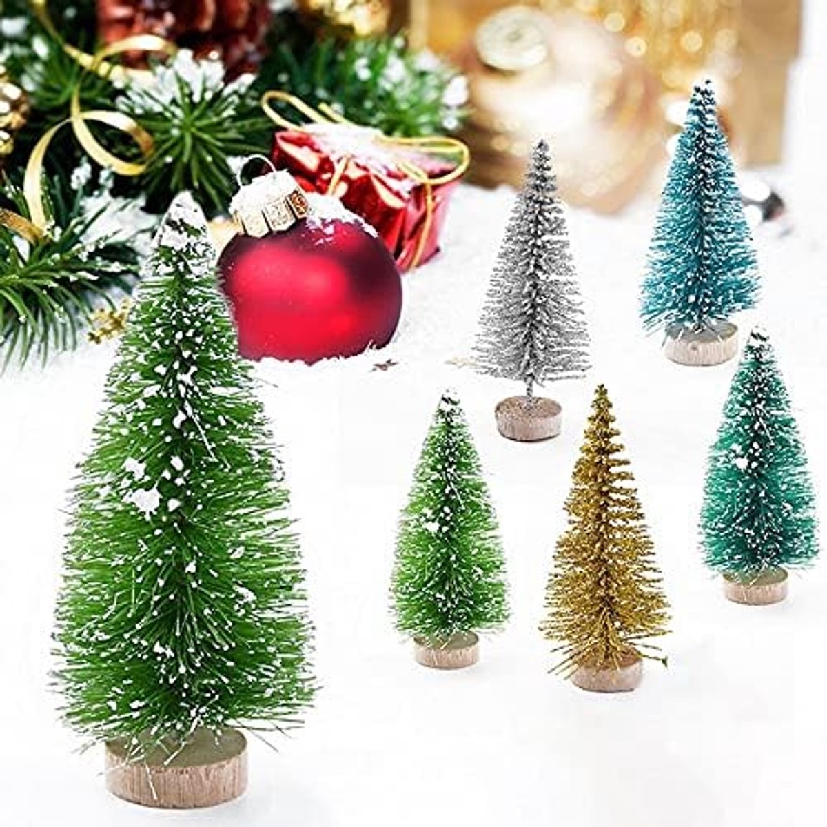 Kunstkerstboom Nieuwe 12 stks Mini Christmas Tree Pine Tree Diy Kerstversiering for thuistafel Navidad Xmas Ornamenten Nieuwjaar Decor Kids Gift
