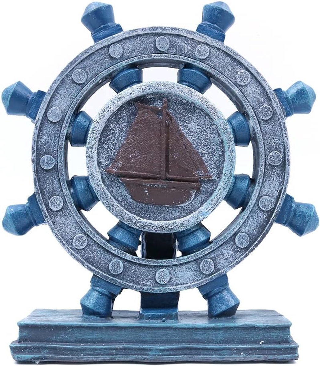 roer beeldje, nautisch decor, helm model standbeeld ornament voor thuis tuin bar, indoor outdoor tafelblad decoratie, antieke boot anker mediterrane stijl, blauw