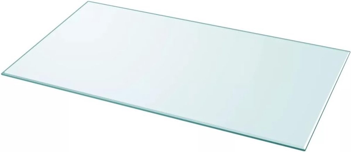 Glazen tafelblad 120 x 65 cm glasplaat reserveonderdeel vierkant tafelblad van glas transparant