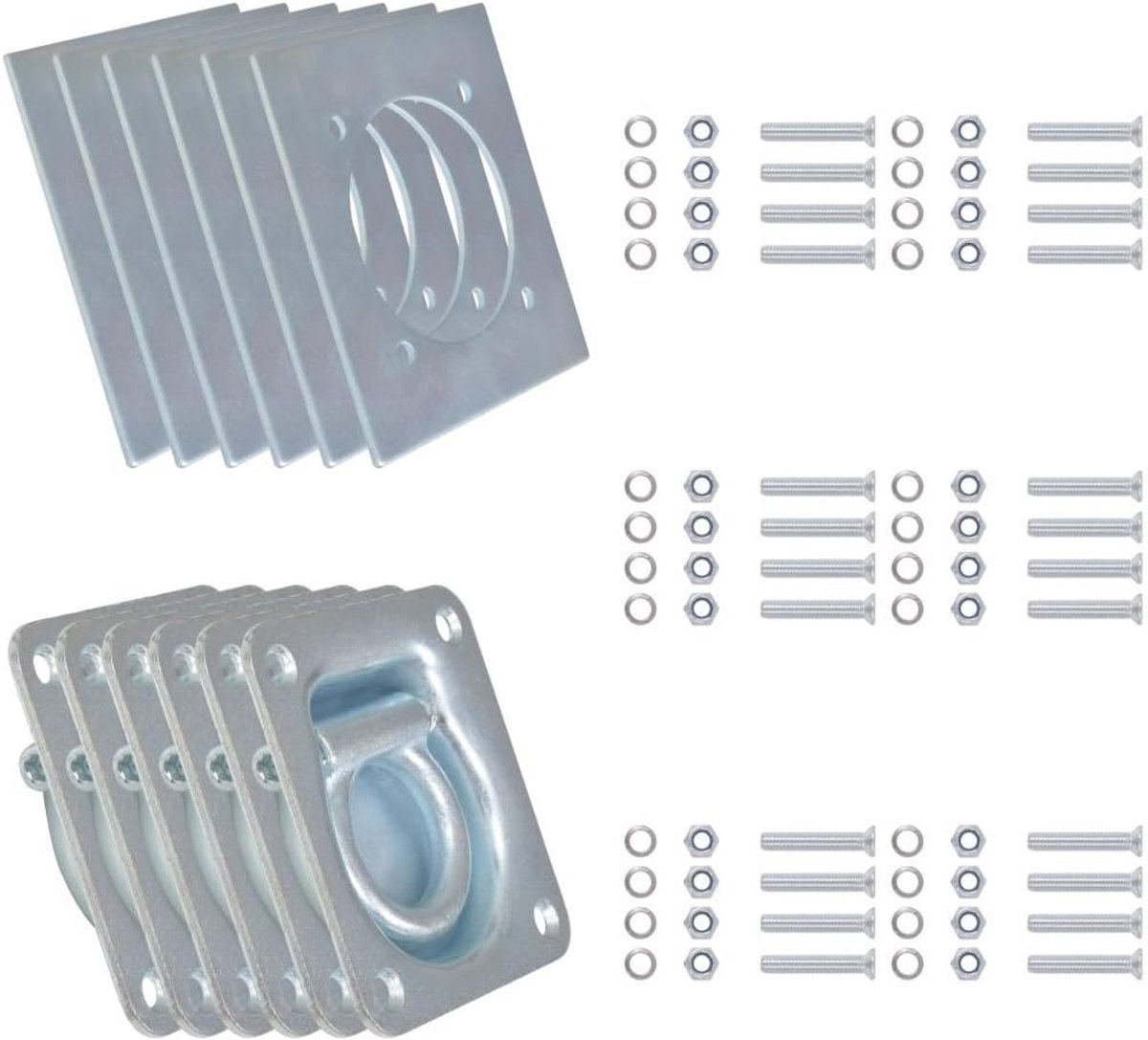 Aanhangers, sjorogen voor zware lasten, 10,1 x 9,5 x 2,6 cm, van verzinkt staal, maximale belasting: 2.000 kg, als bevestigingsanker voor ratelriemen, touwen of spanbanden