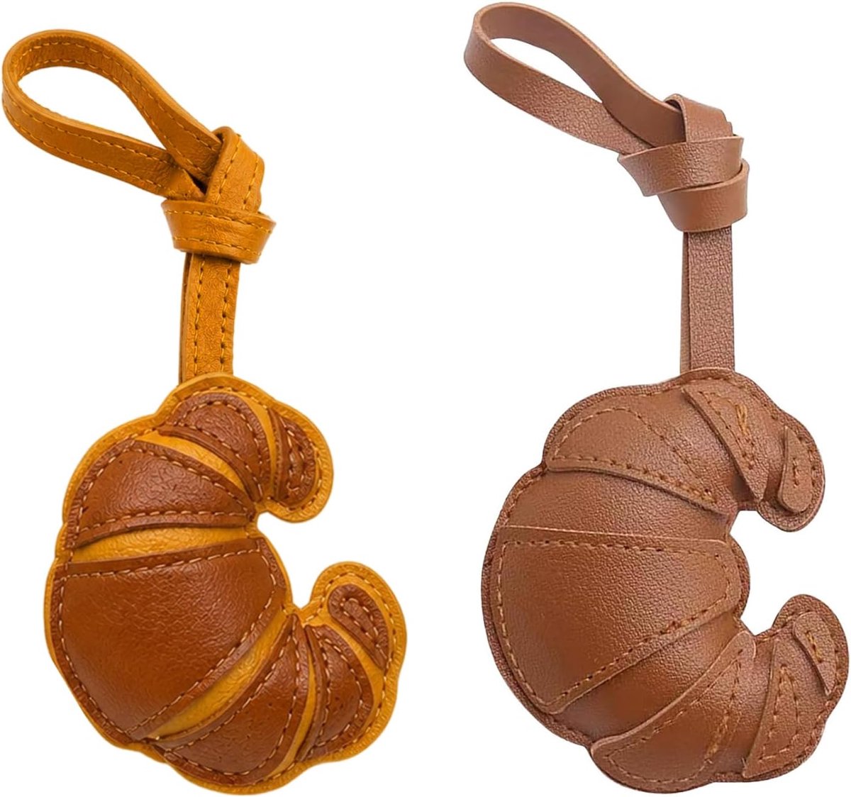 2 stuks tashangers in croissantvorm van PU-leer, elegante bag charm voor handtassen, tashanger voor dames voor sleutels en rugzak