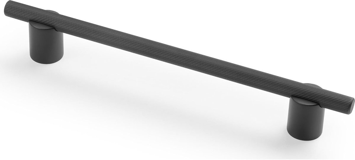 Meubelgreep LINEA - stanggreep van aluminium 210 mm, handvat voor keuken en kast, zwart mat, asafstand 160 mm, gekarteld, modern