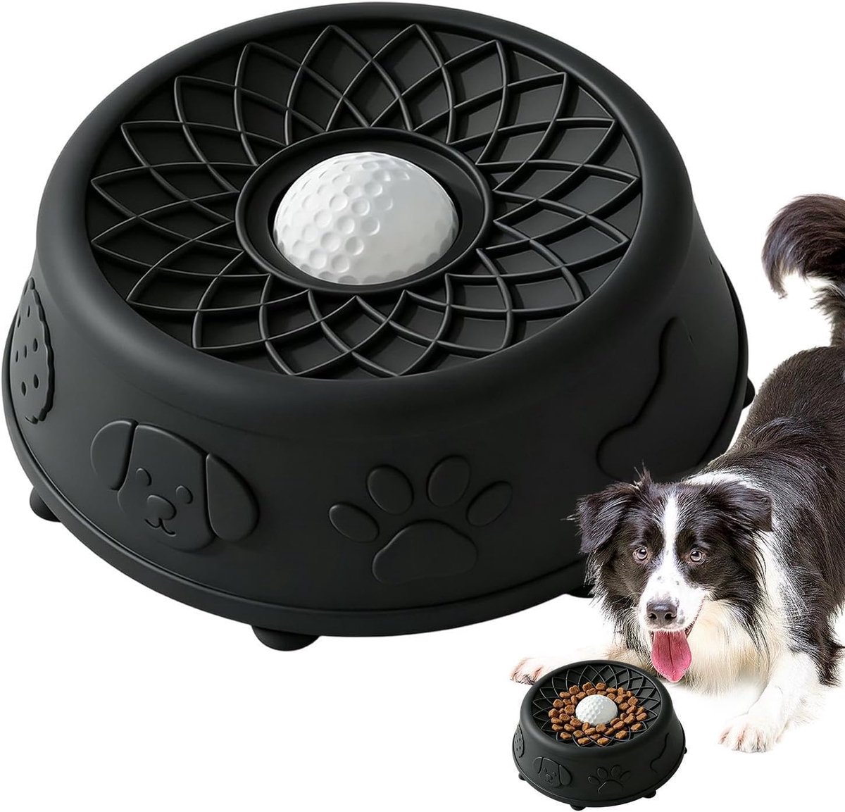 Slow feed voerbak voor honden — Likbak voor huisdieren — Antislipontwerp, met draaibare likbal — Geschikt voor natvoer, yoghurt en melk — Geschikt voor kleine en middelgrote honden