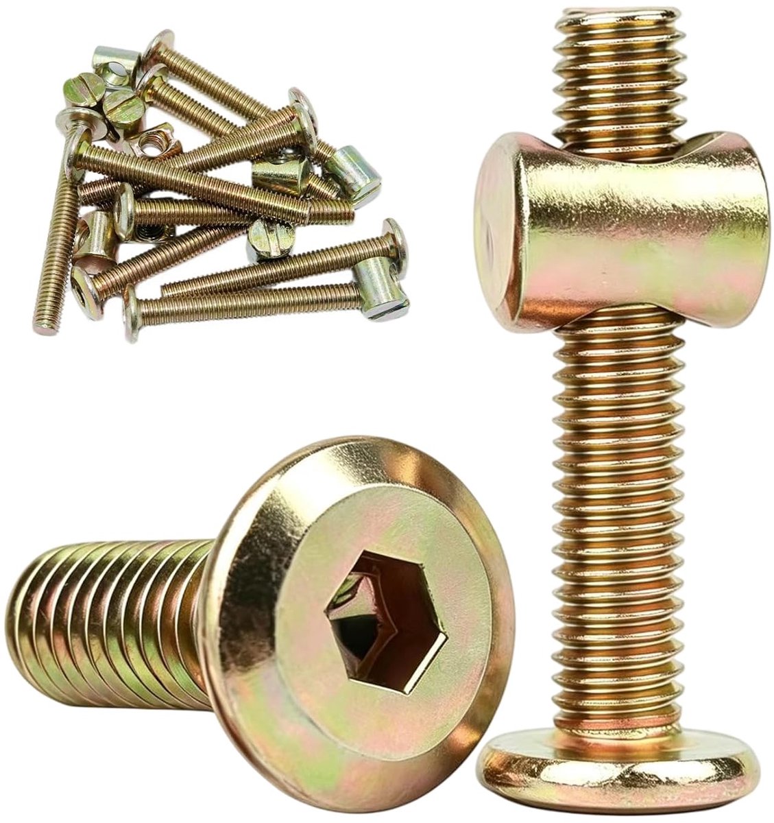 20 stuks meubelschroevenset, M6 x 50 mm verbindingsschroeven met moeren, hoogwaardige wieg schroeven voor bed, hoofdeinde, stoel, kast en diverse meubelmontage