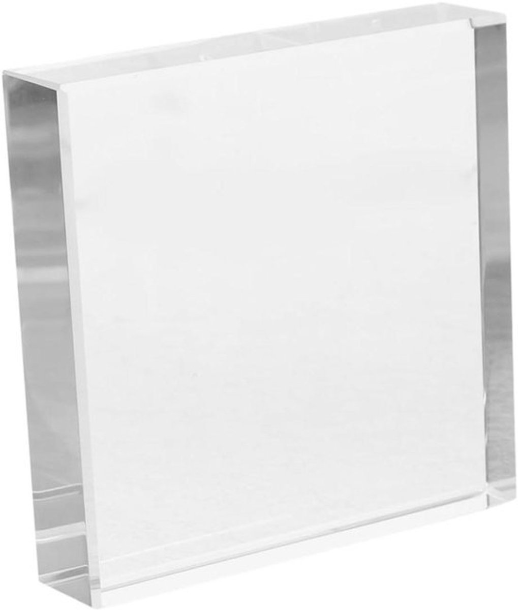 Kristallen Papiergewicht - Decoratief Blok - Bureau Decoratie - Gladde Afwerking - 10x10x1.9cm - Transparant