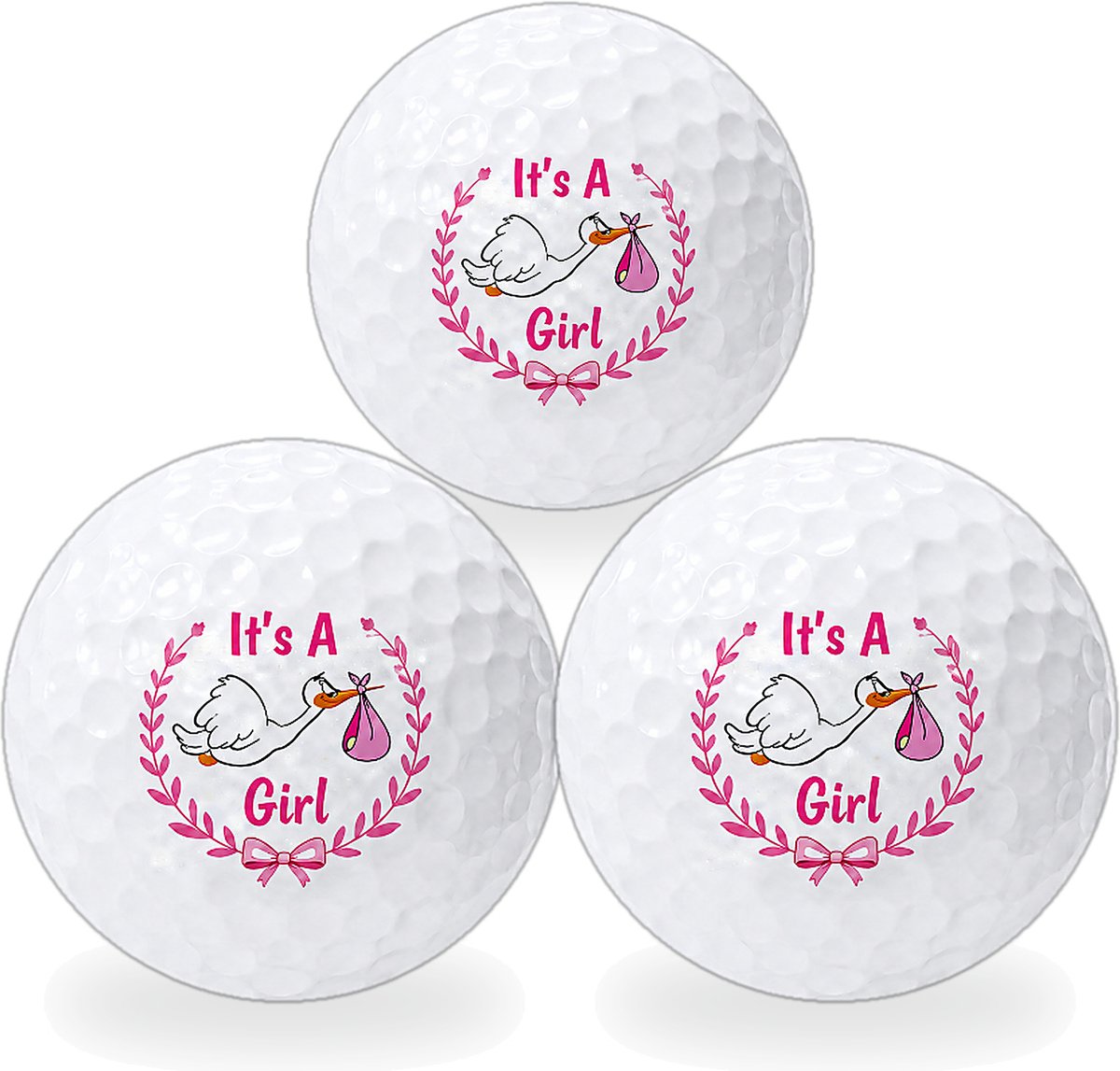 Wilson Golfballen It's a Girl - Geboorte Golf Cadeau - 3 stuks - Bedrukte Golfballen