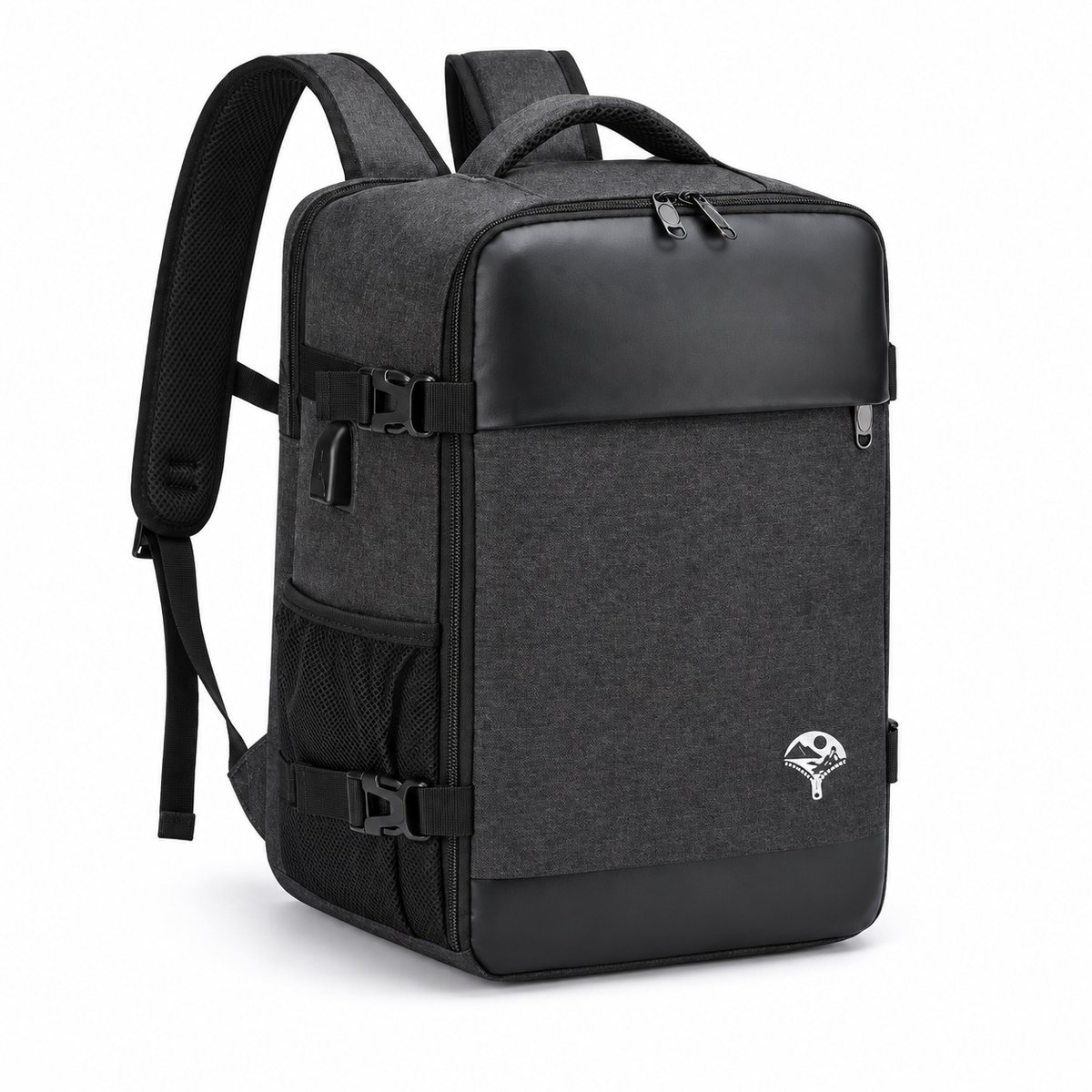 Reisgemak Handbagage Rugzak 40x25x20 cm - Kofferopening en Laptopvak - Donkergrijs