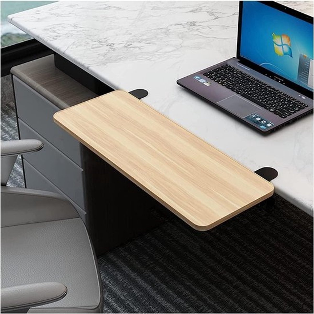Bureau Verlengstuk - Desktop Extender - Comfortabel Werken - Opvouwbaar en Ruimtebesparend - 75x25cm - Geel