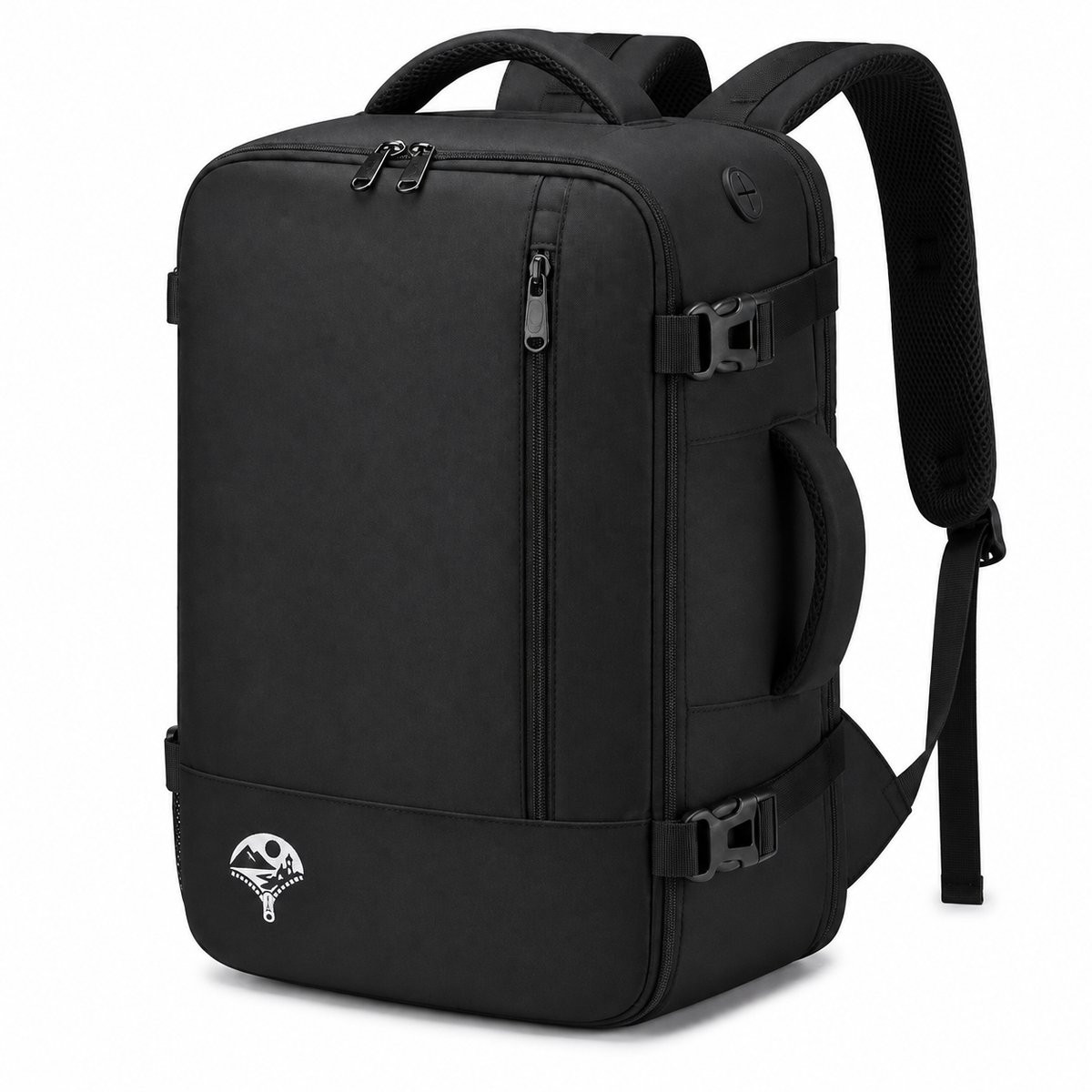 Reisgemak Handbagage Rugzak 40x26x20 cm - Laptopvak 15,6 inch - Trolleyband - Zwart