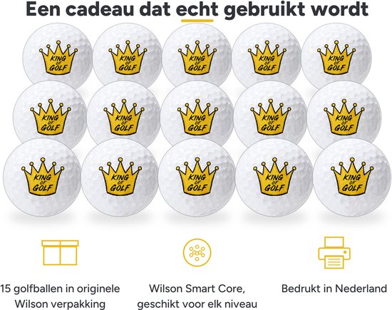 Golfballen King of Golf Goud - Golfer Golf Cadeau - 15 stuks - Wilson - Bedrukte Golfballen van Wilson — afbeelding 2
