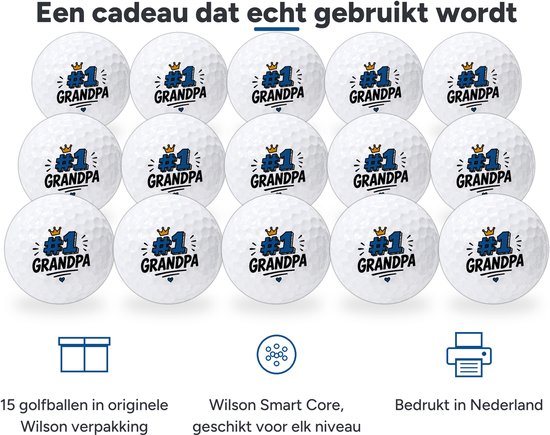 Golfballen Best Grandpa - Opa Golf Cadeau - 15 stuks - Wilson - Bedrukte Golfballen van Wilson — afbeelding 2
