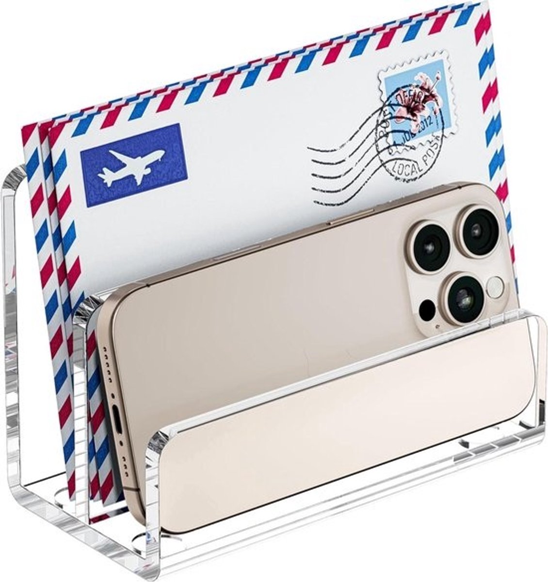 Bureau Postorganizer - Briefhouder Acryl - Bureau Opruimen - Twee Compartimenten - 15 x 10.5 cm - Transparant