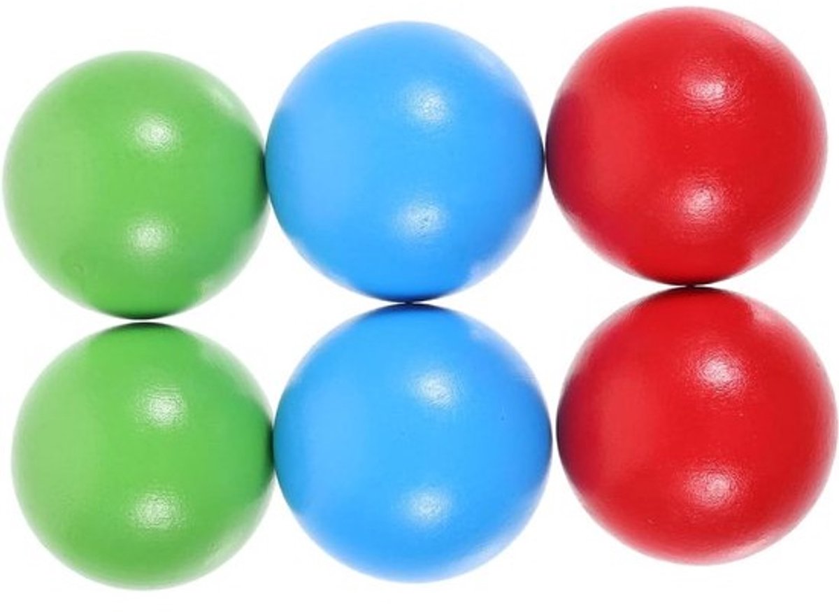 Bocce Ballenset - Rolbal Spel - Buitenspel Activiteiten - Duurzaam Schima Hout - 6 Delig 4.5cm - Diverse Kleuren