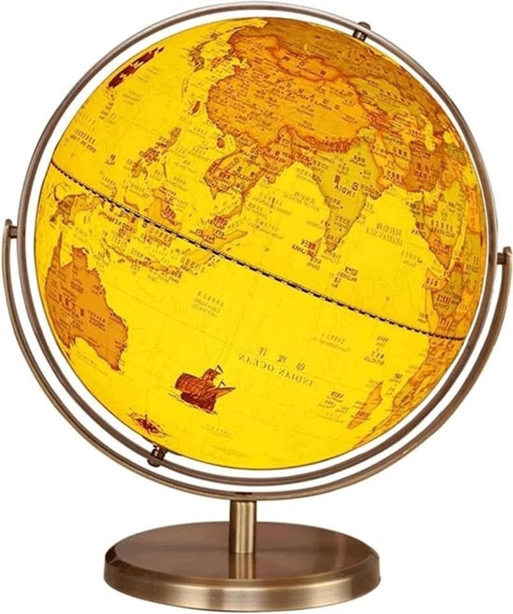 Wereldbol Roterend - Aardbol Educatief - Geografie Leren - HD Kaartdetails - 32 cm Diameter - Met Verlichting