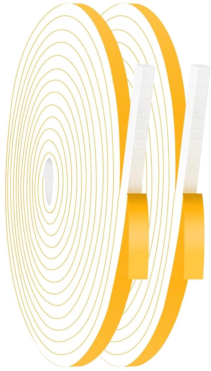 20M Zelfklevende Afdichtingstape, Voor Deuren En Ramen, 6mm(B) x 3mm(D), Wit, Deurafdichting, Zelfklevend, Schuimtape, Schuimstrip, Anti-Koude-Wind, Lawaai En Botsingen (10 m x 2 Rollen)