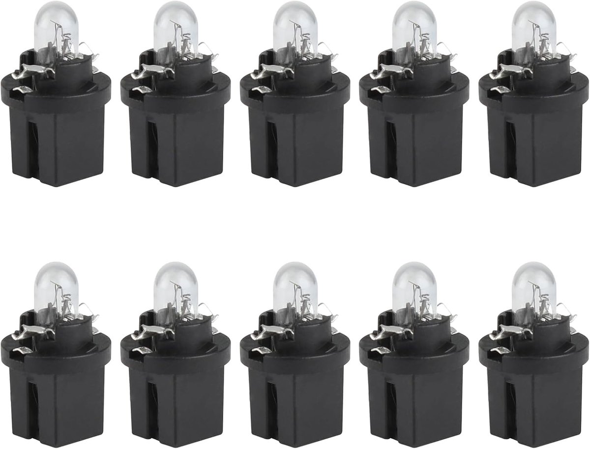 10 stuks DC 12 V 1,2 W T5 B8.5D dashboardlamp, lichtgeel, voor interne auto
