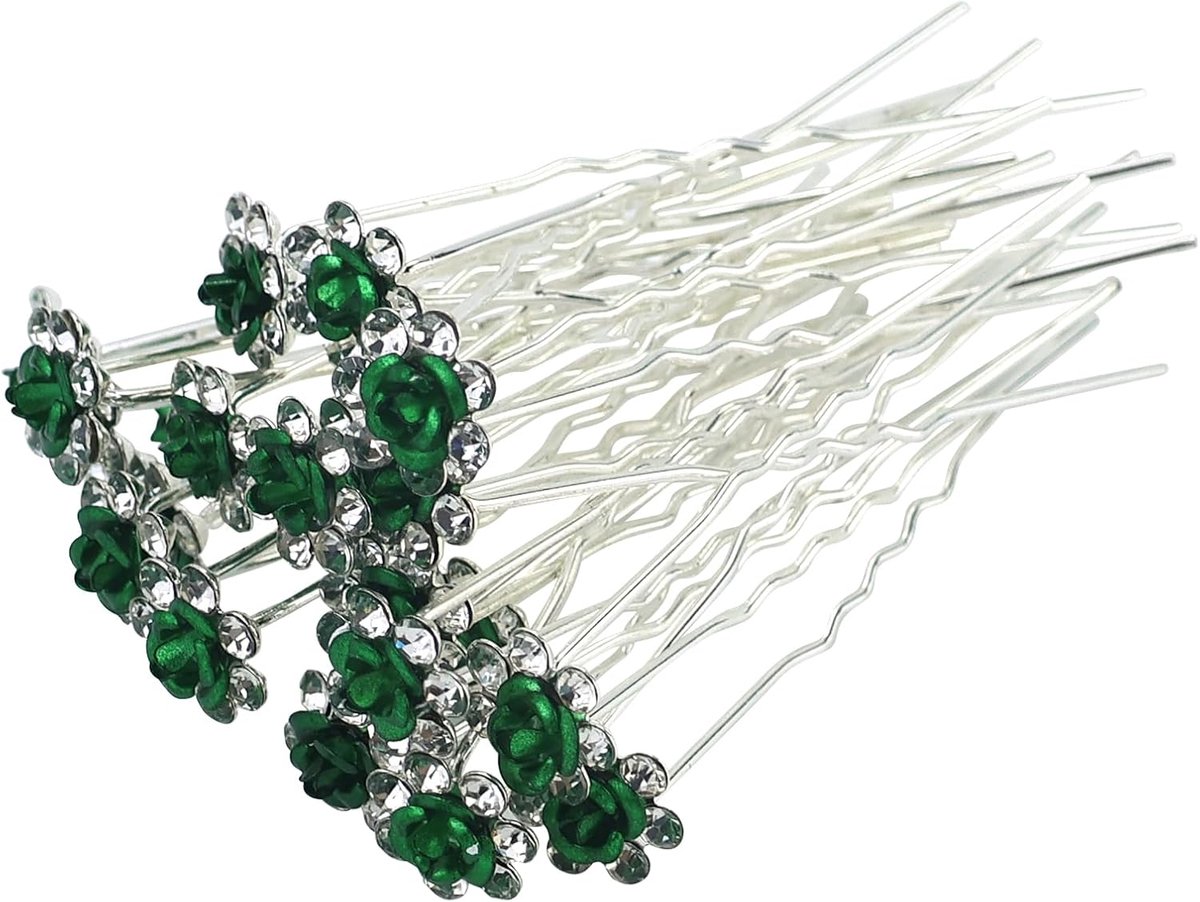 Haarspelden roos bloem strass haarclips voor bruids bruiloft vrouwen haar sieraden accessoires, met doorzichtige container