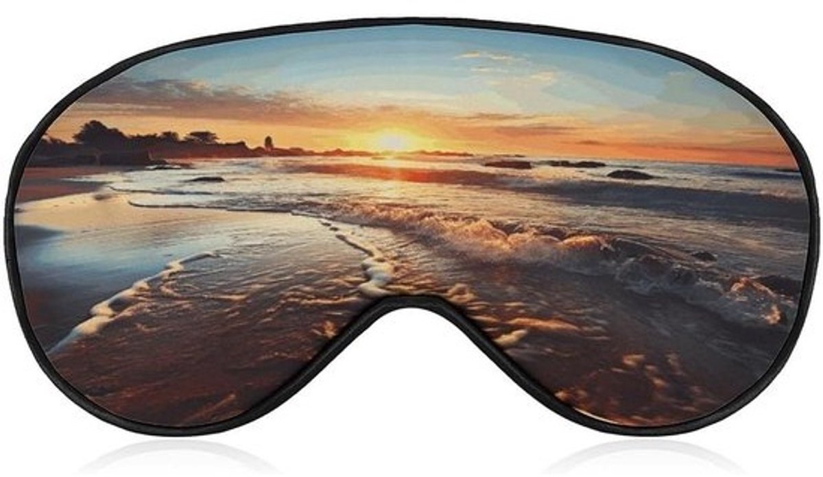 Oogmasker - Slaapmasker - Verbeter slaapkwaliteit - Verstelbaar bandontwerp - 22 x 12 cm - Zonsondergang strandprint