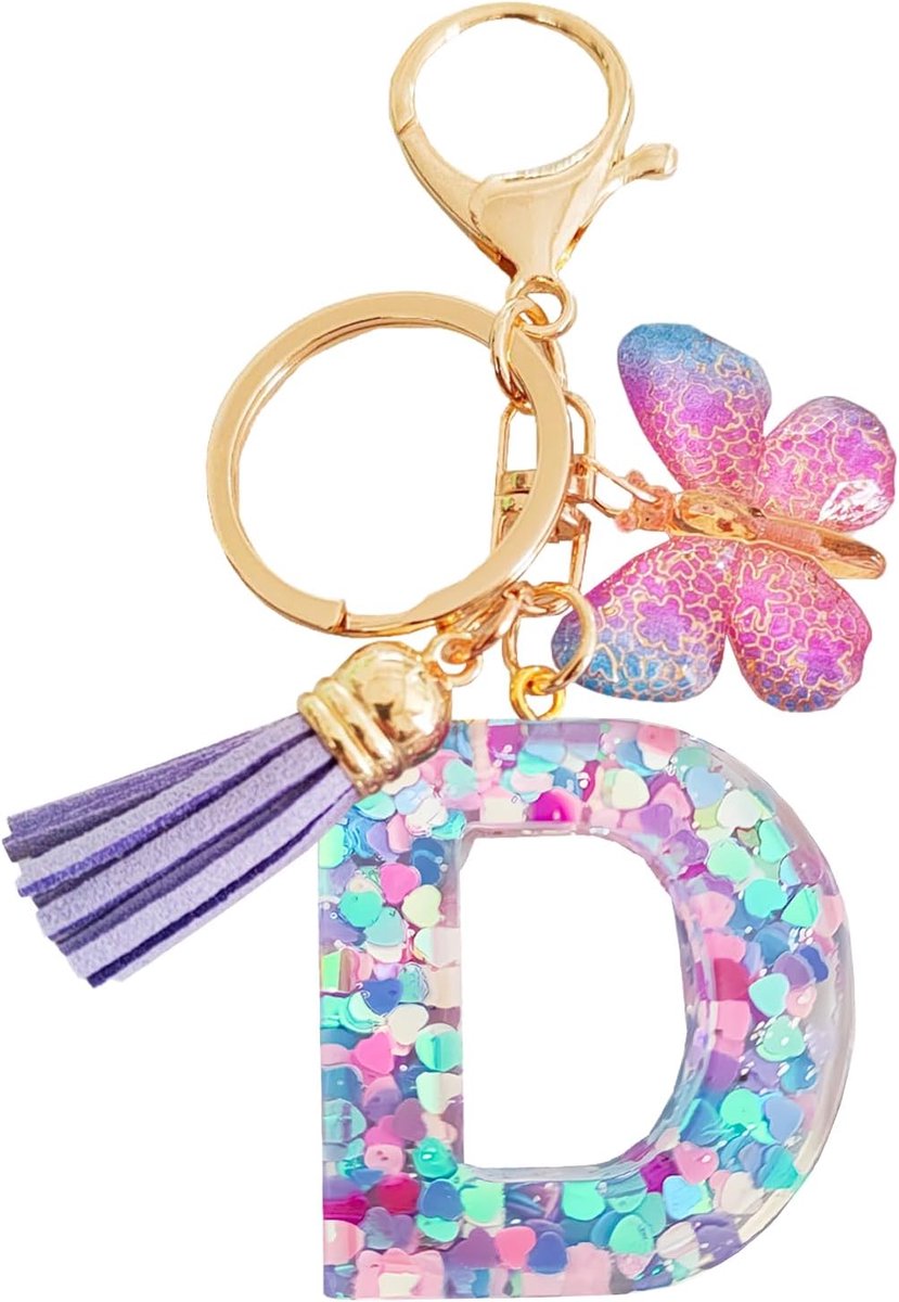 sleutelhanger sleutelhanger, dames sleutelhanger schattige sleutelhanger gepersonaliseerde sleutelhanger tas sleutelhanger verjaardagscadeaus zus sleutelhanger (paars-D)