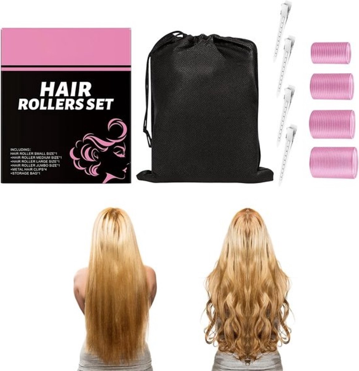 Haarwikkel set - Krulspelden met clips - Haar stylen - Hittevrije methode - Vier diameters - Niet gespecificeerd