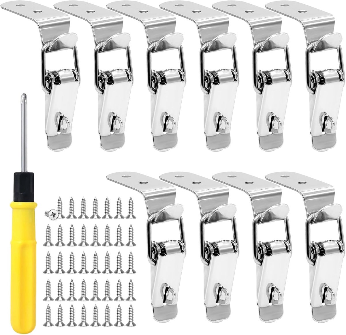 10 stuks hoek spansluiting roestvrij staal, kistenverschluss 90 graden, kliksluiting met schroeven, spansluiting met vergrendeling voor case box, lade, toolbox