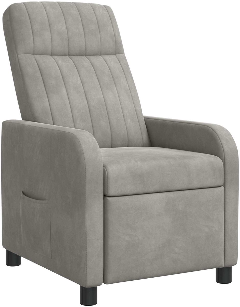 vidaXL Recliner - Lichtgrijs - fluweel