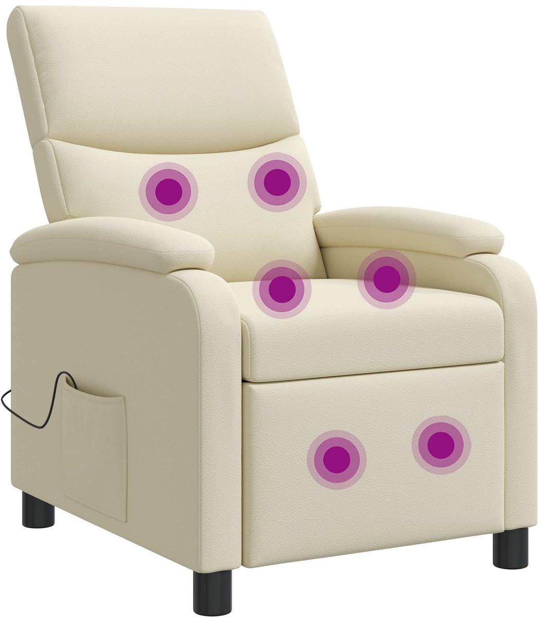 vidaXL Massage - Relaxstoel - Crèmekleurig - Kunstleer
