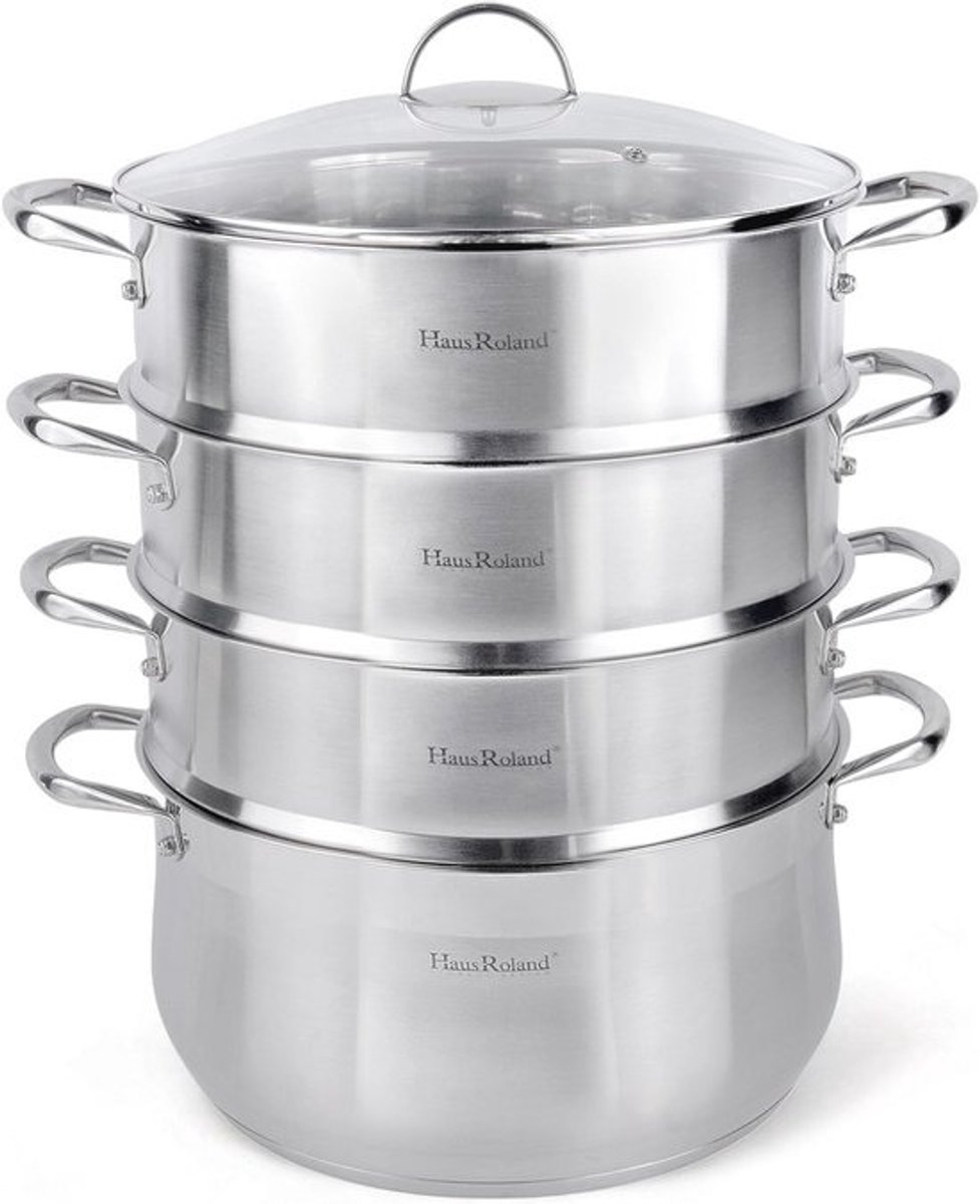 3-Layer Stoompan voor Groenten, Dumplings en Vlees - RVS Kookpan met Deksel