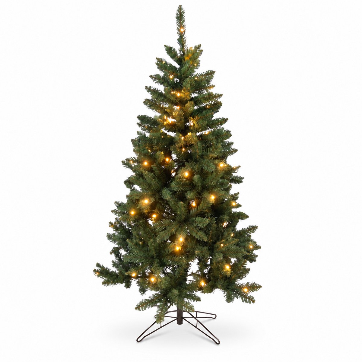Bol.com Buxibo Groene PVC 180cm Kerstboom met Verlichting - 150 LED-lichten en 8 lichteffecten - Metalen Standaard - 700 Takken ... aanbieding