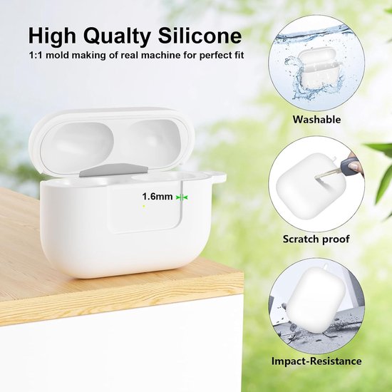 2 stuks hoes compatibel met AirPods Pro 3 (2025), beschermende siliconen hoes voor AirPods Pro 3e, zachte voorkant led zichtbaar siliconen hoesje (zwart/wit) — afbeelding 3