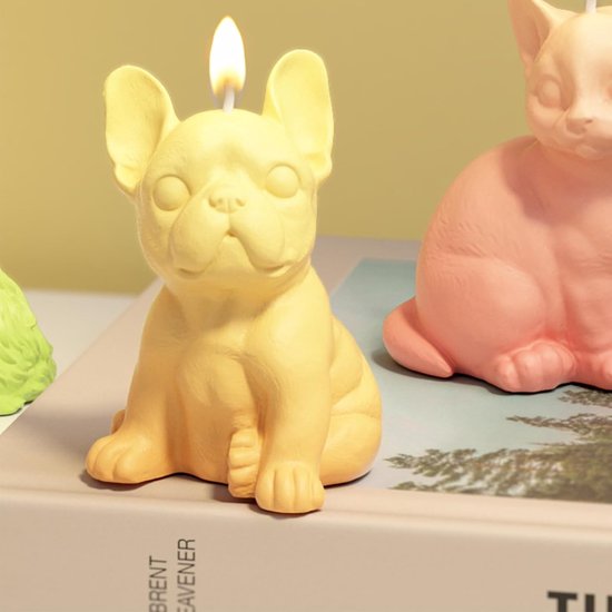 2 stuks 3D hond siliconen vormen gietvormen hond kaarsen vormen siliconen 3D siliconen vorm kaarsvormen schattige hond siliconen vorm voor taartdecoratie, chocolade, zeep, sojawas kaarsen — afbeelding 4
