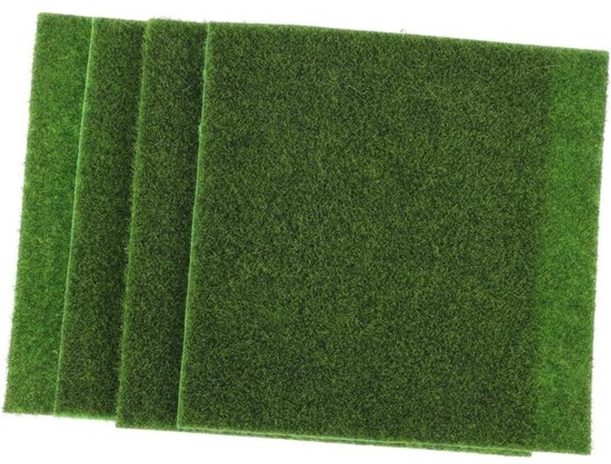 Kunstgras Vierkanten - Miniatuur Grasmat - Doe-het-zelf Decoratie - Levensecht PVC Materiaal - 15x15cm - Groen