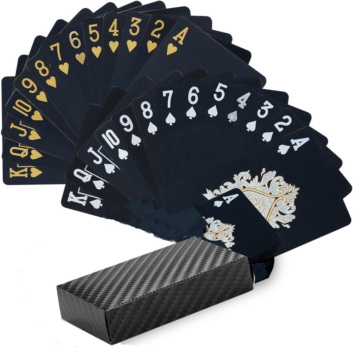 Set van 54 Waterdichte Zwarte Pokerkaarten, Perfect voor Feestjes en Familiegames, Duurzaam en Uniek Ontwerp