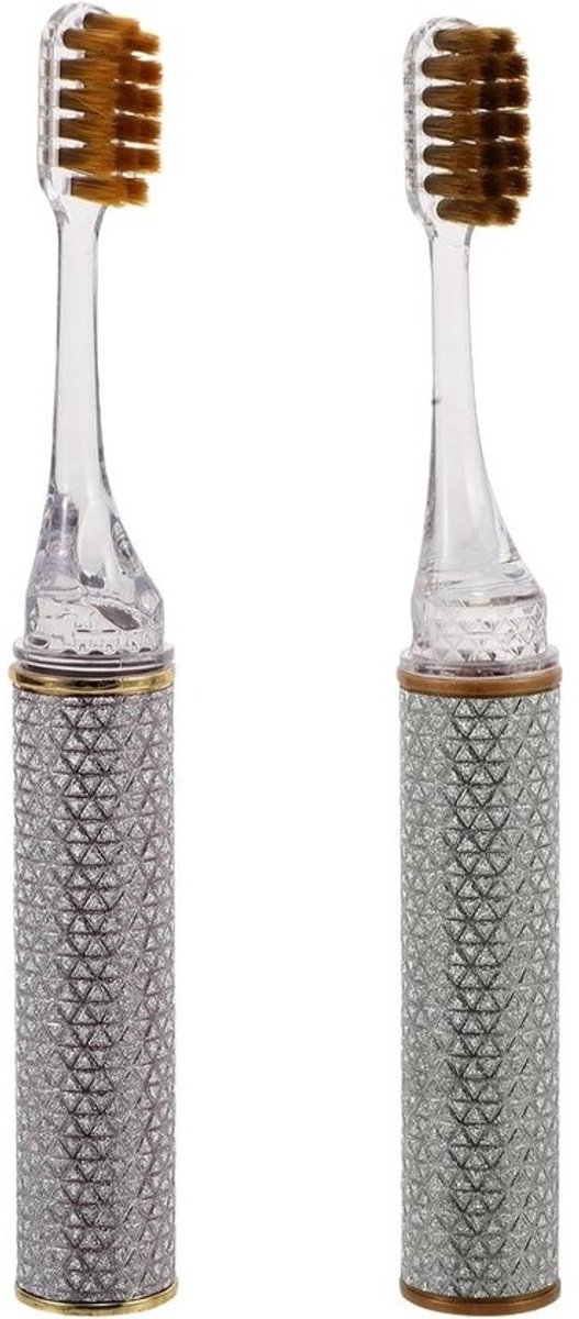 Reis Tandenborstels - Opvouwbare Borstels - Hygiënisch Opbergen - Handvat met Strass - 2 Stuks - Diverse Kleuren