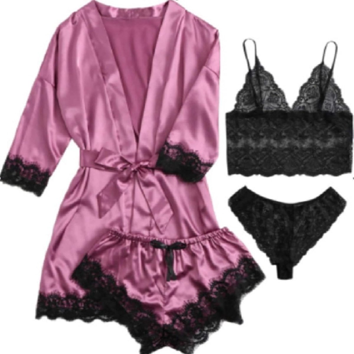 kousenSexy pyjama voor vrouwen 4 stuks set kant jarretelle kamerjas erotische lingerie pyjama's
