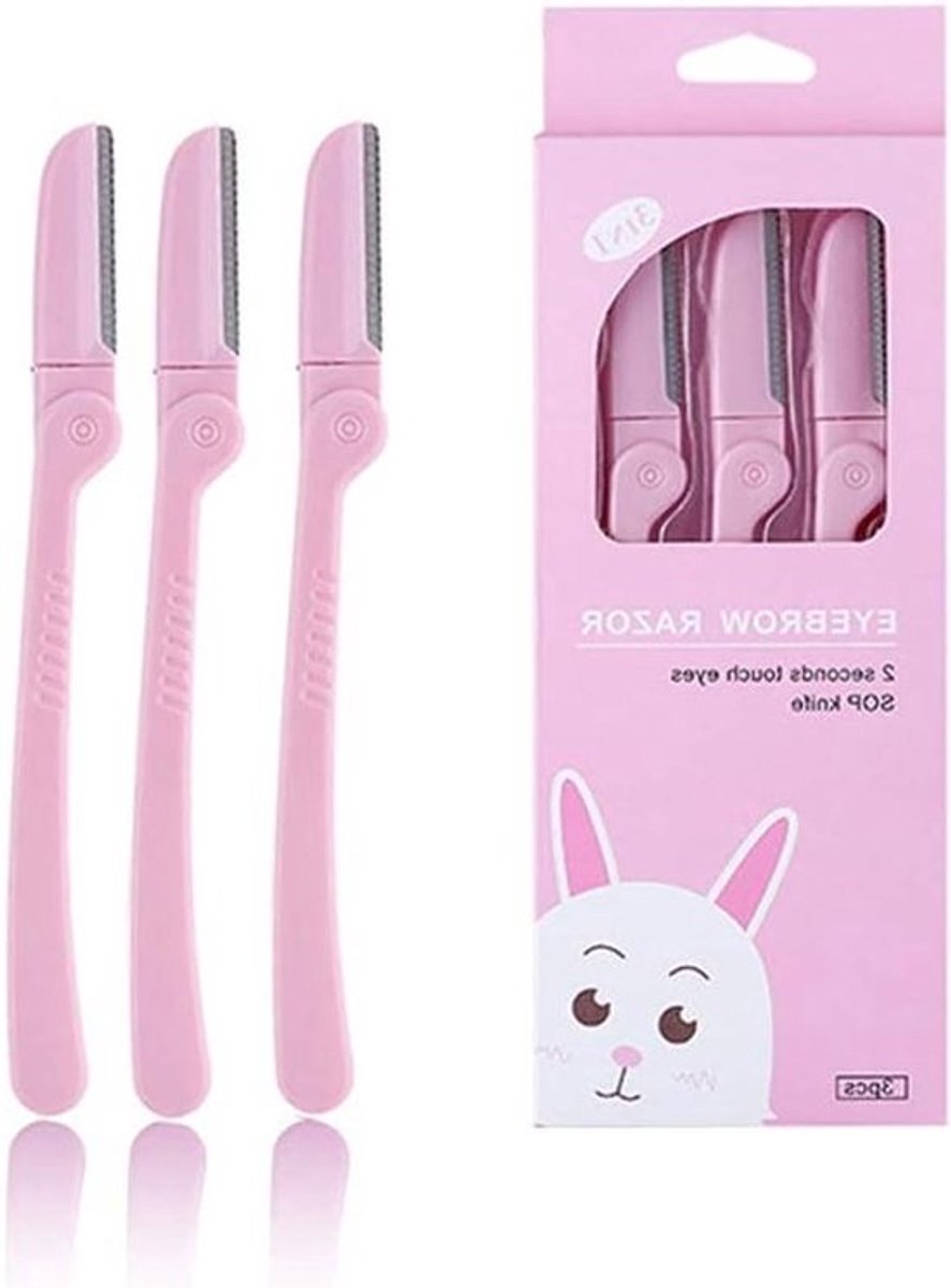 Wenkbrauw Scheermesjes - Gezicht Trimmer Vrouwen - Gezichtshaar Verwijderen - Veiligheidsnet Bescherming - 3 stuks - Roze