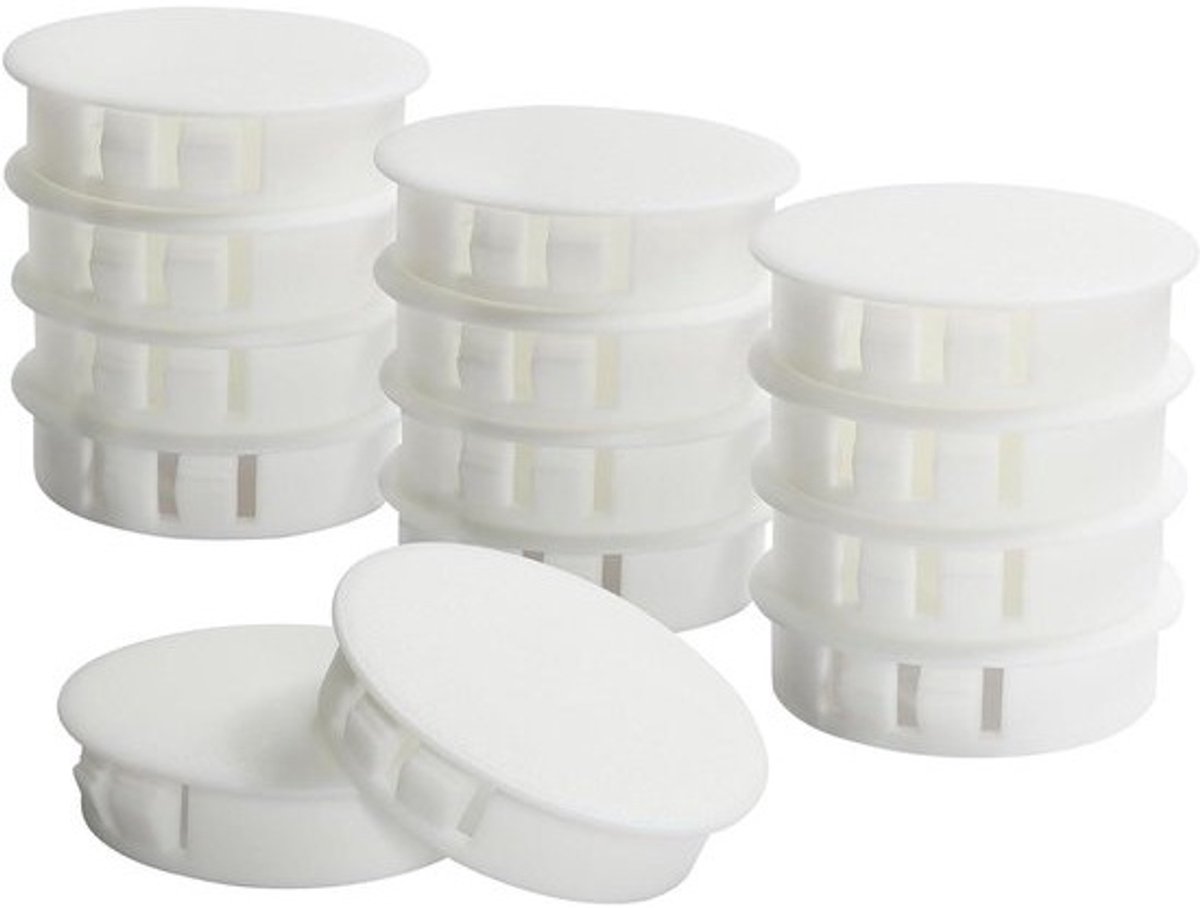 Ronde Gatpluggen - Afdekdoppen Kunststof - Meubels Afwerken - Duurzame Nylon Constructie - 30 Stuks 38mm - Wit