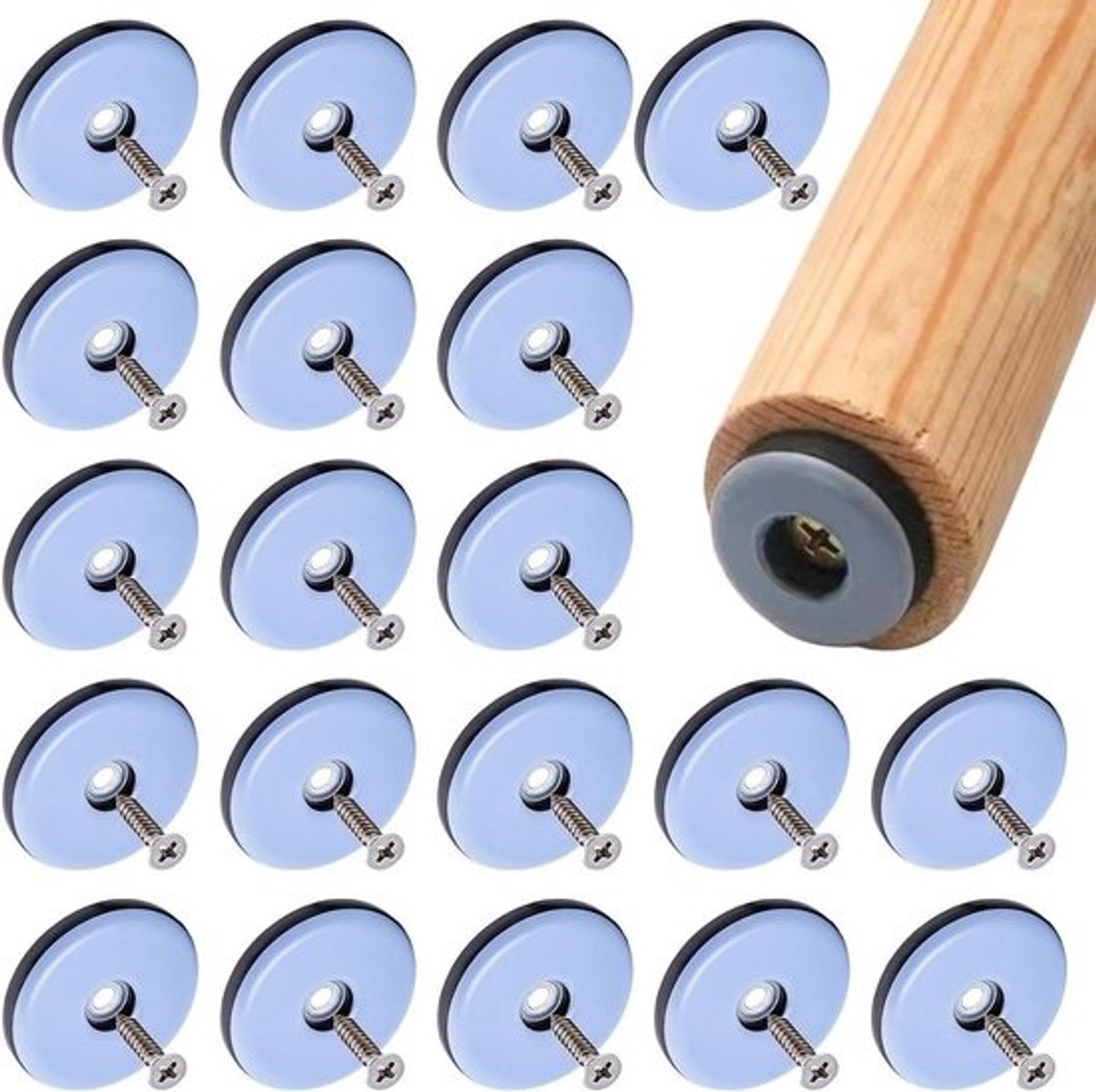 Meubelglijders met Spijker - Vloerbeschermers Stoelpoot - Meubels Verplaatsen - Geluidsdempend PTFE - 20 stuks - Blauw